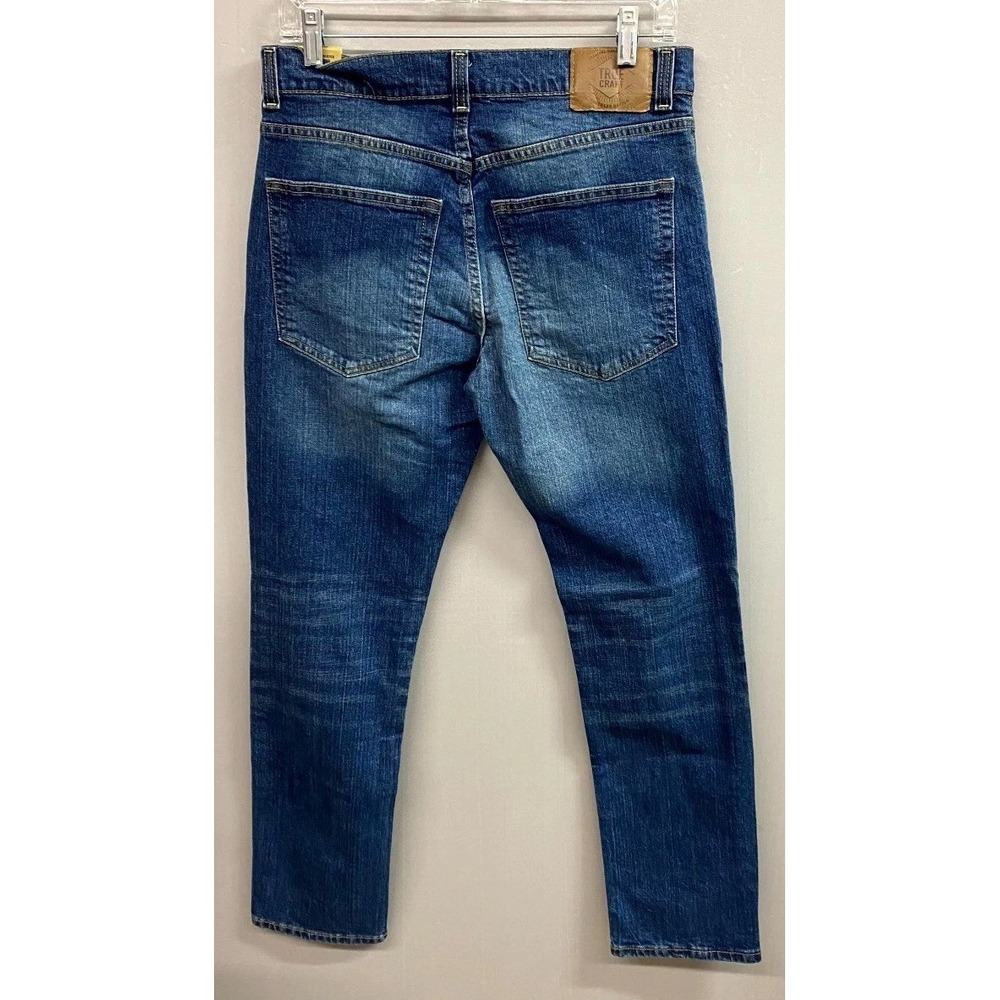 True Craft Jeans Men 30x30 Blue Medium Wash Denim Cotton Stretch Slim Fit Casual